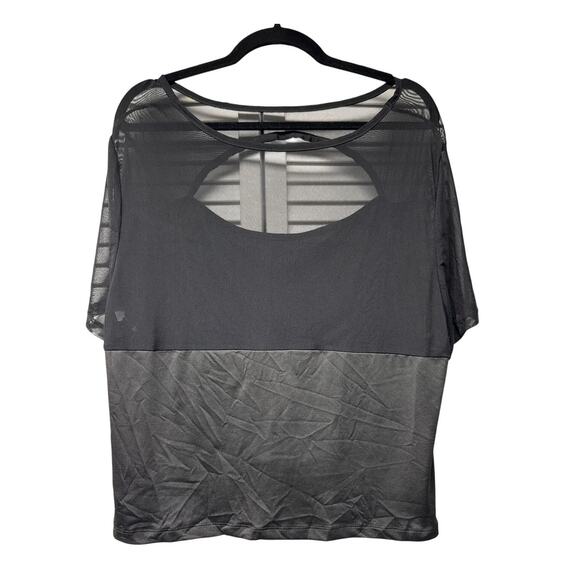 NWT Cider Black Sexy Cut Out Top Plus Size 3XL Ruching Sheer Shoulder Club - Picture 1 of 6